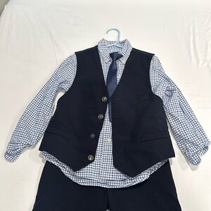 Boys Ralph Lauren shirt, tie, and vest. Navy blue. Size 6.